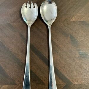 9.5" Silver Plate Salad Server Fork & Spoon Set EPNS Made in Sheffield England